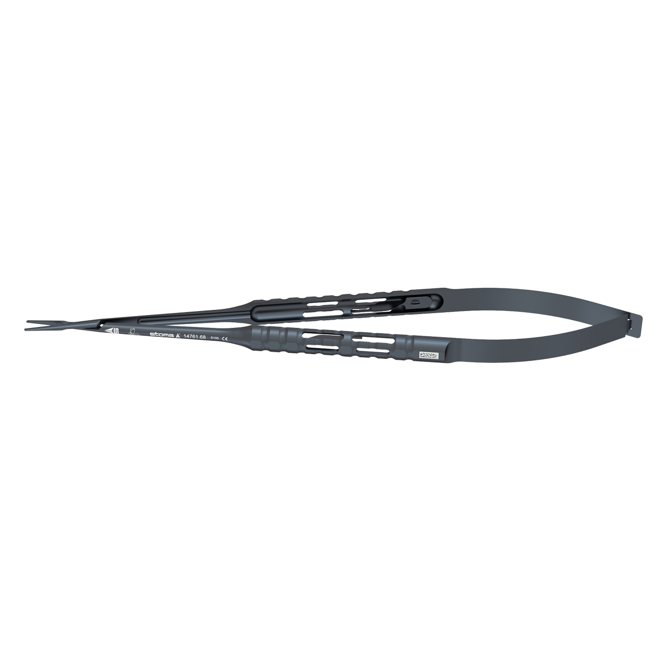 Micro-porte-aiguille, Zucchelli, diamanté, ultra fin, 0,5 mm, droit, 18 cm, hy-light® dark line