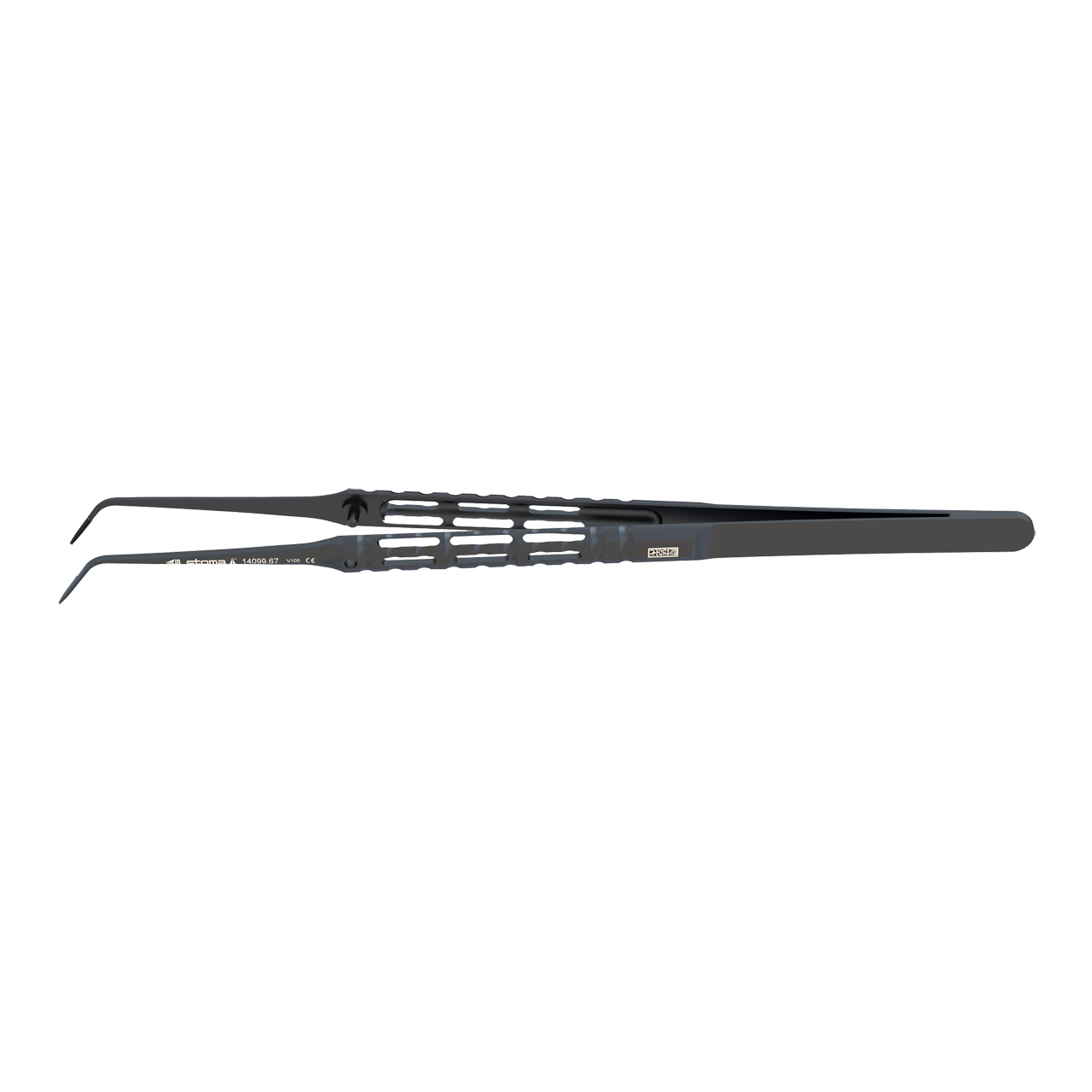 Pince, Cooley, atraumatique, 0,8 mm, courbée, 17 cm, hy-light® dark line