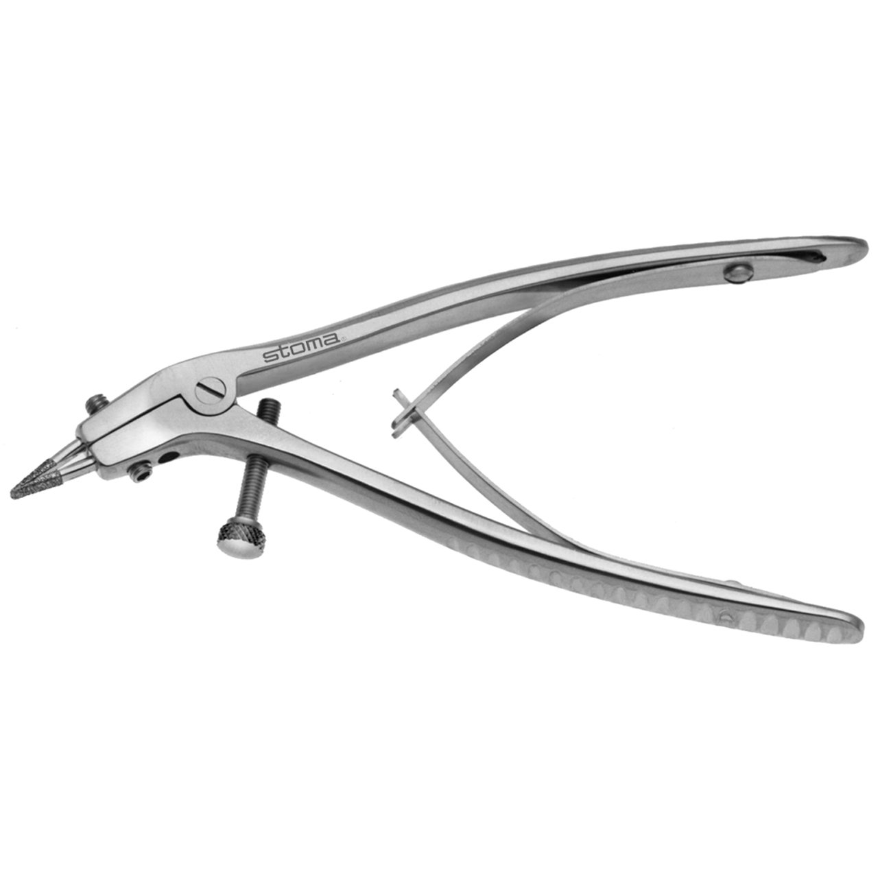 Pince à couronne téléscopique, courbée, avec 2 forets diamants échangeable