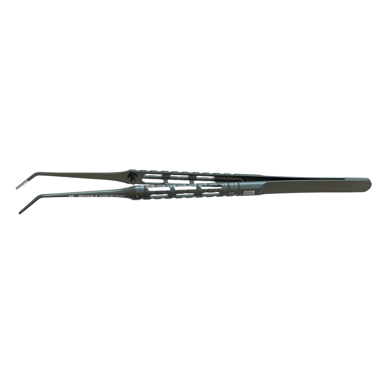 Pince, diamanté, anatomique, 0,8 mm, courbé, 17,5 cm, hy-light® dark line