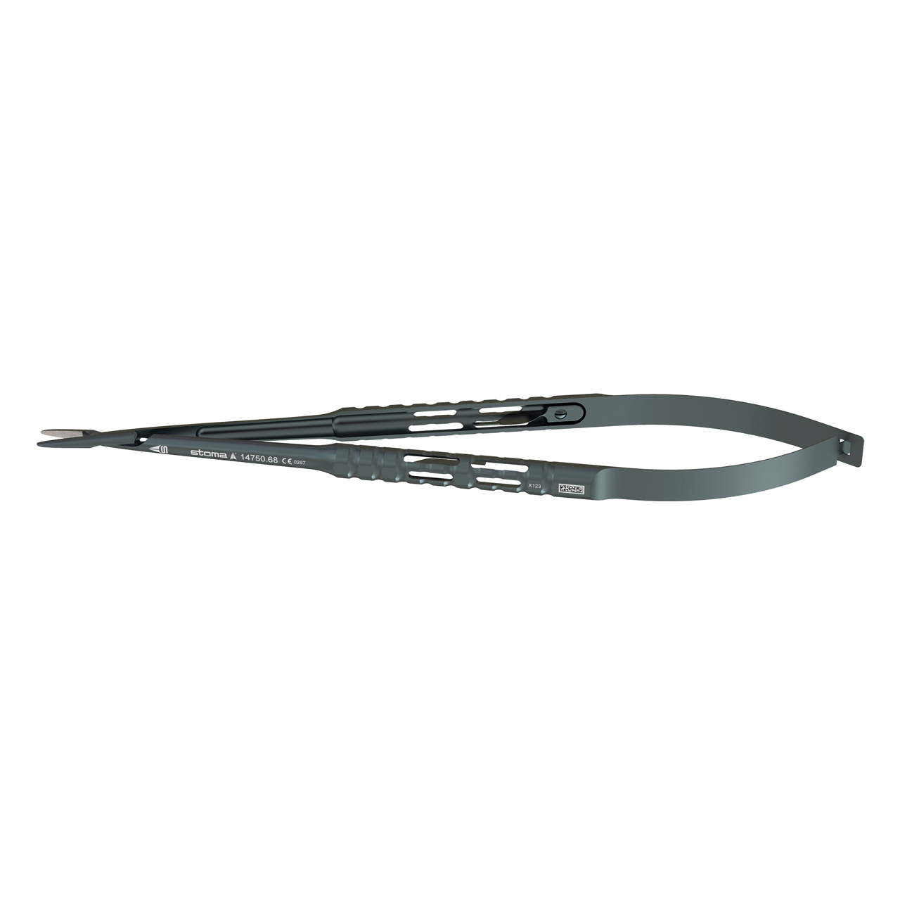 Micro-porte-aiguille, Barraquer, diamanté, 0,8 mm, droit, 18 cm, hy-light® dark line