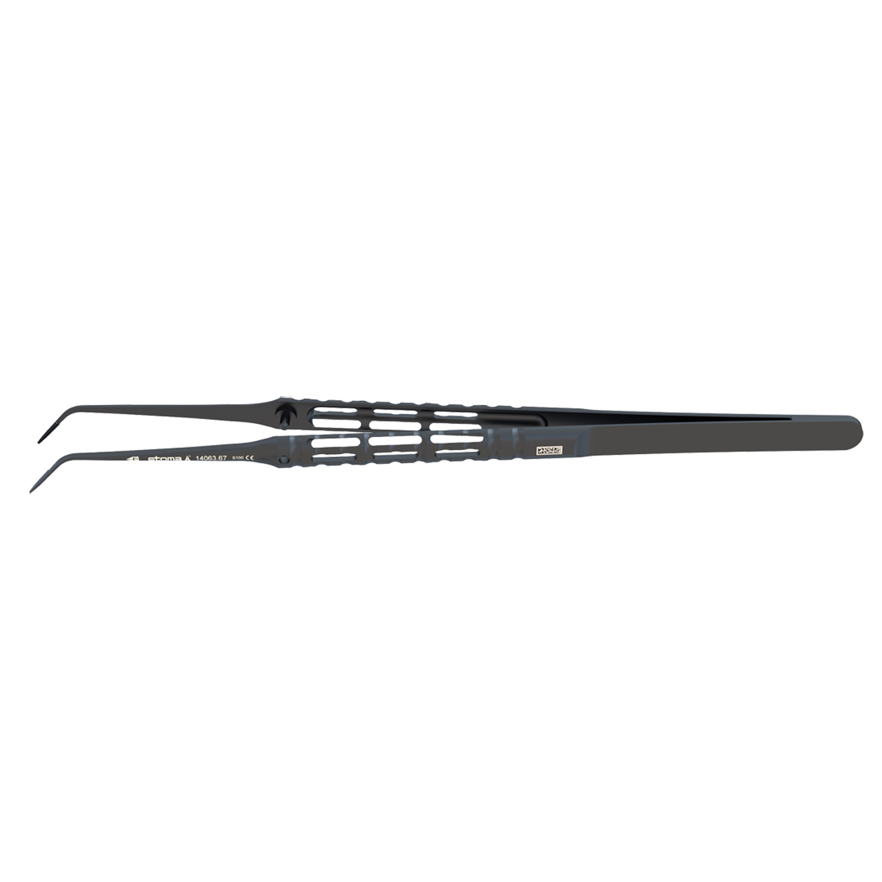 Pince, Cooley, atraumatique, 0,6 mm, courbée, 17 cm, hy-light® dark line