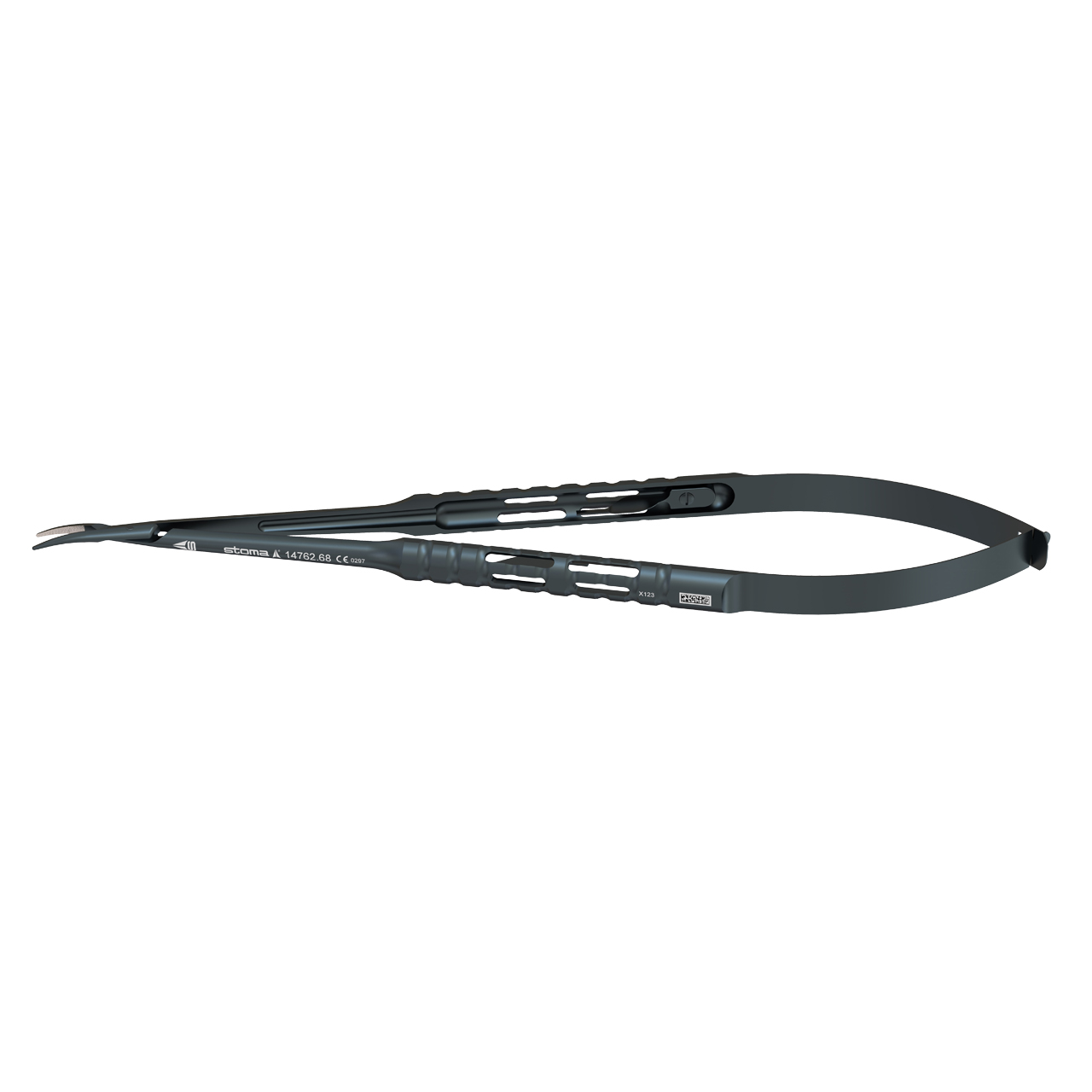 Micro-porte-aiguille, Zucchelli, diamanté, 0,6 mm, courbé, 18 cm, hy-light® dark line