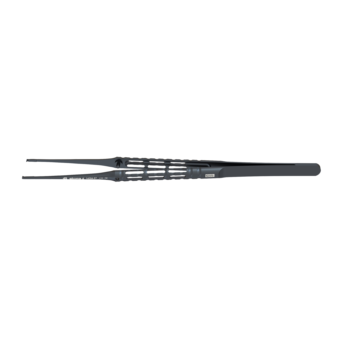 Micro-pince, chirurgicale, 1:2 dents, 0,8 mm, droite, 17,5 cm, hy-light® dark line