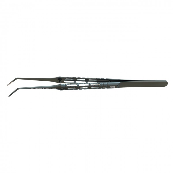 Forceps, diamond coated, anatomic, 0,8 mm, curved, 17,5 cm, hy-light® dark line